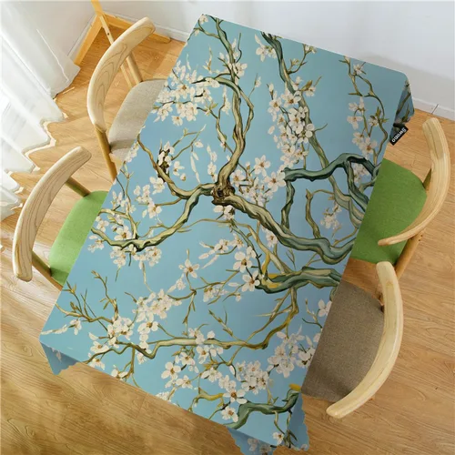 Vista 2 de Swono - Mantel de mesa con flores de cereza retro en ramo de flores de almendra, mantel decorativo para cocina, comedor, café, fiesta, banquete