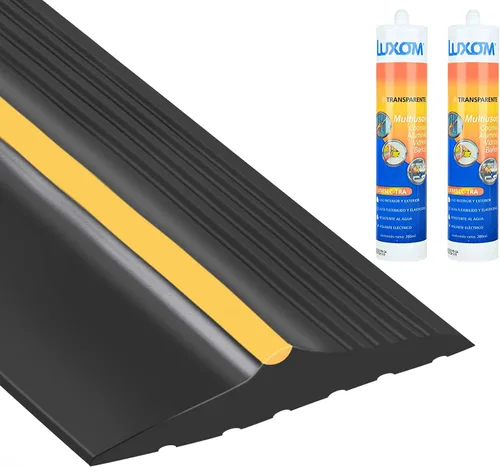Vista 9 de MYFAMIREA Tira de sello de umbral inferior de puerta de garaje de 12 pies con adhesivo y sellador negro de 10.1 fl oz, sello universal de goma