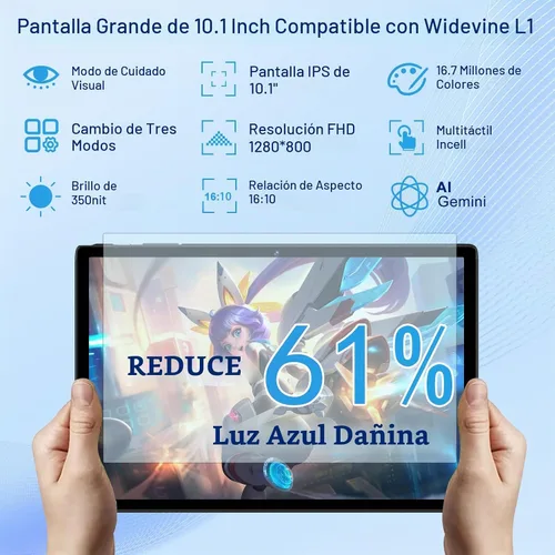 Vista 6 de Tablet Android 15 de 10.1 pulgadas con 30 GB de RAM 128 GB de ROM 1 TB de expansión, con teclado y ratón, Octa-Core, 8000 mAh, pantalla HD IPS, WiFi