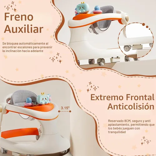 Vista 7 de Andador plegable para bebés con ruedas, caminadores de actividades para niños y niñas