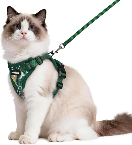 Vista 20 de rabbitgoo Cat Harness and Leash Set, Escape Proof Vest, XXS, Berry Pounce Soft Breathable Mesh, No-choke Adjustable Fit, Snap Buckles, Sturdy