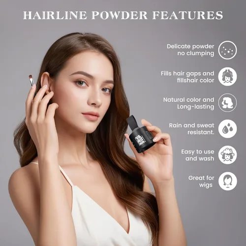 Vista 2 de Polvo de sombra de línea de cabello, gris oscuro, polvo de retoque de raíz para cubrir instantáneamente el cabello gris, cobertura de raíces