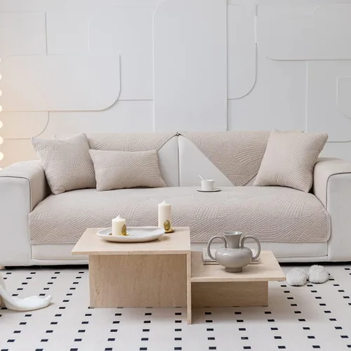 Vista 2 de vctops Funda acolchada de algodón para sofá, con patrón geométrico bohemio, funda antideslizante para sofá modular, protector de muebles para Tipo B