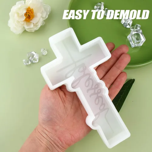 Vista 4 de SOBEIT Blessing Cross - Molde de freshie para coche, molde de freshie de fe religiosa, molde de resina de silicona para hacer freshie perlas