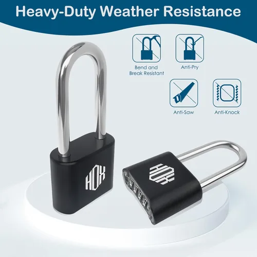 Vista 4 de HOX Cerradura de combinación de 4 dígitos, candado resistente