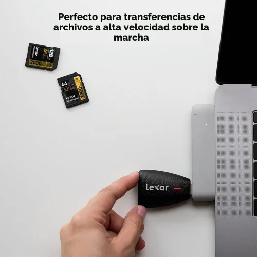 Vista 2 de Lexar Lector Multi-Tarjeta 2 en 1 USB 3.1, Funciona con Tarjetas SD y microSD (LRW450UBNA) Compatible w/ USB 3.1 & 2.0, Simultaneous Transfer