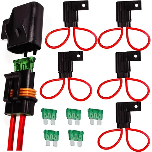 Vista 9 de Waterproof ATO/ATC Inline Blade Fuse Holder Kit -12AWG Heavy Duty Holder wiht 30A Protecting Circuits and Electrical Equipment