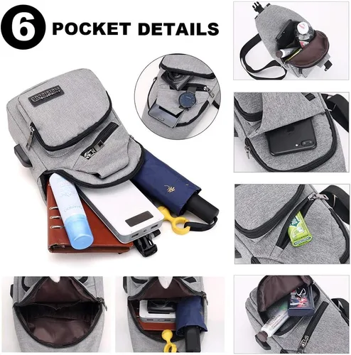 Vista 3 de Peicees Mochila de hombro con puerto de carga USB