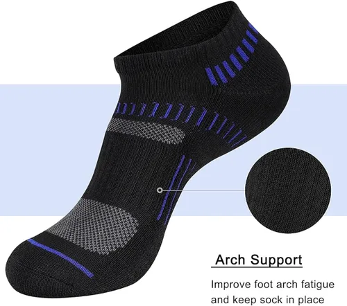 Vista 3 de Cooplus 10 pares de calcetines atléticos de corte bajo para hombre acolchados transpirables para correr deportes no se ven Negro-10 pares Shoe