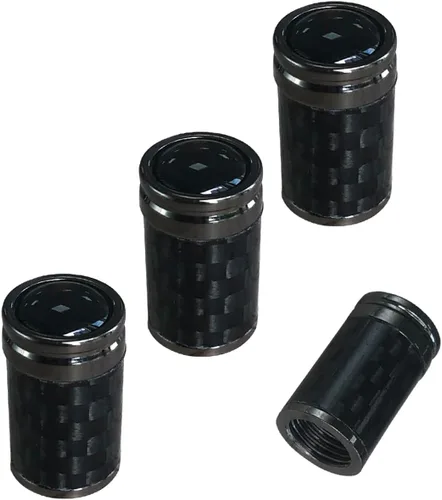 Vista 11 de Ziciner 4 piezas de cubiertas de tapones de válvula de neumático, tornillos de tapa de aire de vástago de válvula de rueda de carbono para llantas