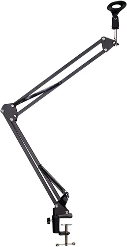 Vista 3 de ChromaCast Pro Series - Soporte de escritorio ajustable para micrófono de 38 pulgadas con suspensión de pluma, incluye clip para micrófono