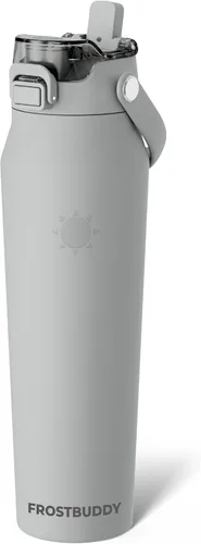 Vista 15 de Frost Buddy botella de agua aislada de 32 onzas con pajilla y tapa para beber Acero inoxidable a prueba de fugas 24 horas de frío Resistente