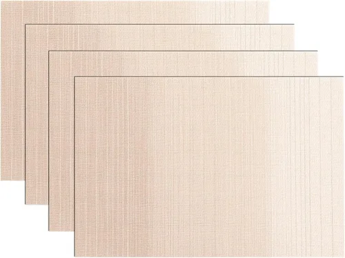 Vista 11 de SHACOS Beige Woven Placemats Set of 4 Place Mats Indoor Outdoor