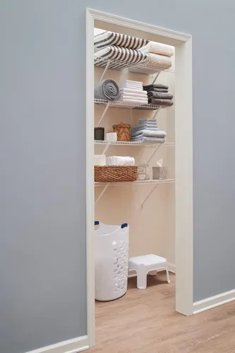 Vista 5 de Rubbermaid: kit de estante de lino para montaje directo, longitud de 3 pies, color blanco