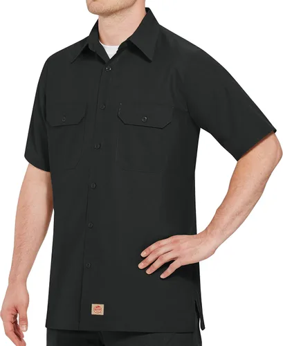 Vista 12 de Red Kap - Camisa de trabajo industrial para hombre, ajuste regular, manga corta 4-Azul Gm/Raya blanca