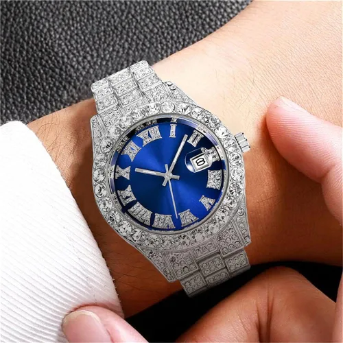 Vista 4 de Reloj de cristal unisex de moda con diamantes para hombre y mujer, reloj de pulsera de diamantes de lujo