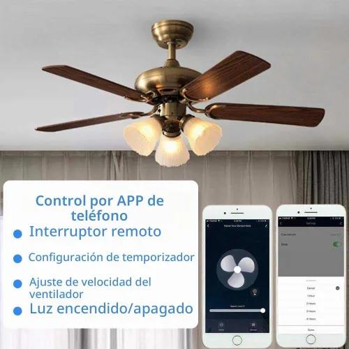 Vista 4 de Interruptor de ventilador WiFi inteligente, ventilador de techo y kit de control remoto de luz, controlador WiFi compatible con Alexa Google