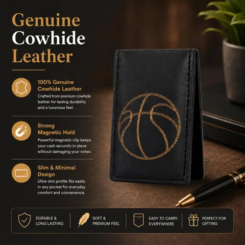 Vista 3 de LB LEATHERBOSS Pinza magnética fuerte de piel nueva para hombres, Baloncesto