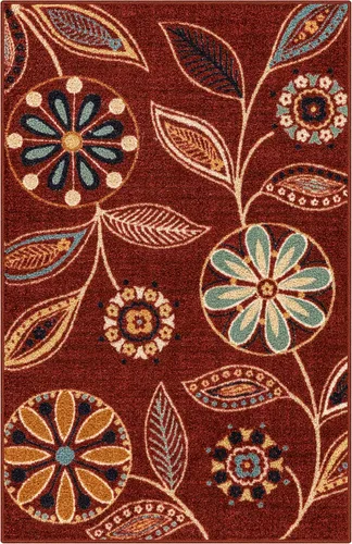 Vista 24 de Maples Rugs Reggie - Alfombra bohemia con estampado floral, 1 pies 8 Gris oscuro