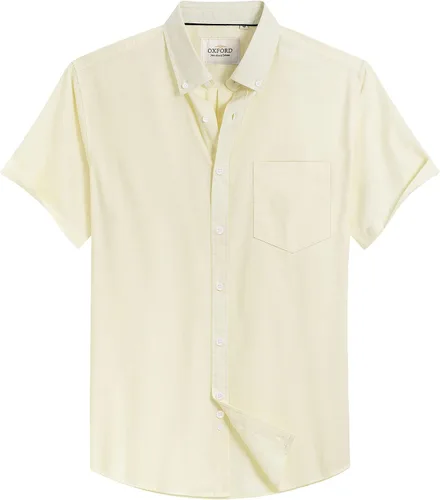 Vista 11 de Alimens & Gentle - Camisa de manga corta Oxford para hombre con ajuste regular, cuello abotonado y bolsillo