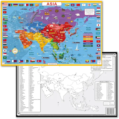 Vista 11 de Tot Talk Map of Africa Kids - Mantel individual educativo para niños, colección Part of Our World con actividades en la parte posterior, manteles