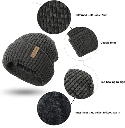 Vista 4 de Gorro de invierno para hombre, con forro polar, gorro deportivo para mujer al aire libre