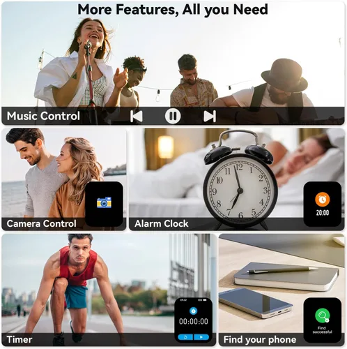 Vista 7 de Reloj inteligente para hombres y mujeres, rastreador de ejercicio: resistente al agua, respuesta de llamadas Bluetooth, haz relojes inteligentes