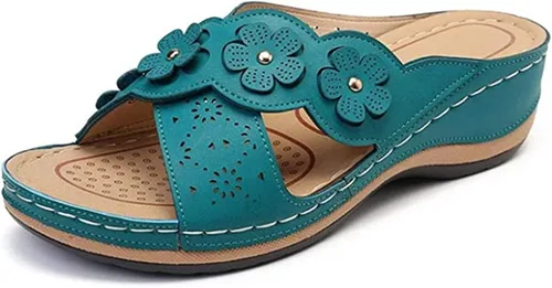 Vista 83 de Ladmiple Sandalias ortopédicas florales de moda 2023 con soporte de arco, zapatillas romanas casuales con puntera abierta