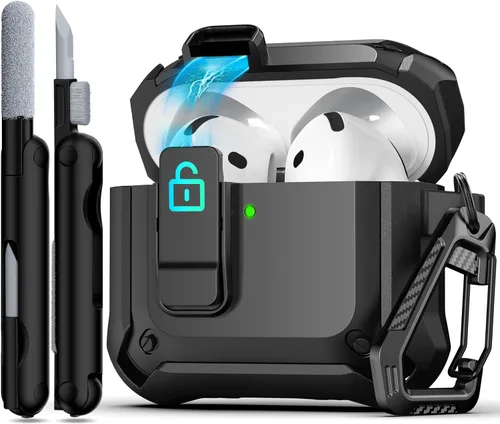 Vista 119 de R-fun Funda de carga compatible con AirPods de 2ª generación 2019, 1ª generación 2016, protección completa contra caídas, tapa desplegable