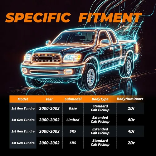 Vista 2 de Conjunto de parrilla frontal compatible con Tundra 2000 2001 2002 1ª generación, parrilla ABS estilo TRD con luces LED para modificación