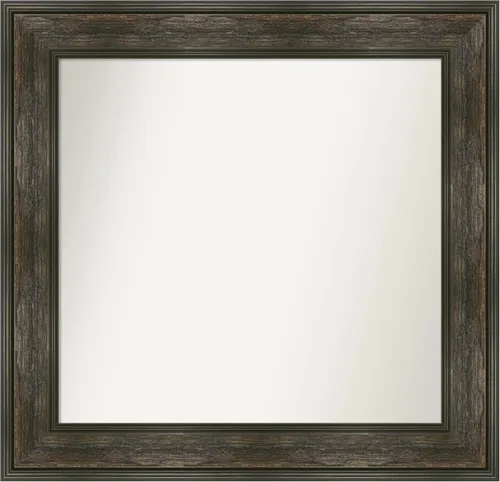 Vista 215 de Amanti Art Espejo de baño marrón para sobre fregadero, 26 x 26 pulgadas, espejo de tocador cuadrado marrón rústico Alexandria, marco de madera