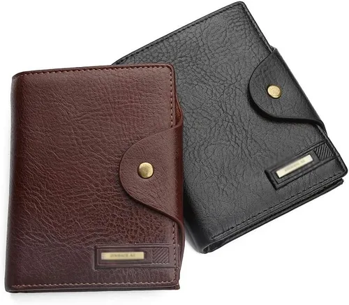 Vista 4 de JHHDP - Cartera de cuero para hombres, cartera, tarjetero delgado para tarjetas de crédito, cartera delgada con bolsillo frontal, cartera
