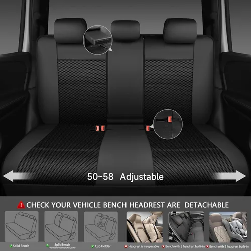 Vista 4 de CAR PASS Fundas de Asiento de Cuero de Malla de Aire Transpirable Cubierta de Asiento de Automóvil Juego Completo Esponja Súper de 5mm