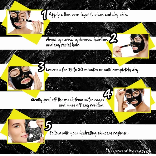 Vista 4 de Body Drench The Black Mask - Máscara facial de carbón despegable, máscara removedor de puntos negros para cara, limpieza profunda de poros