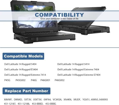 Vista 7 de 97Wh X8VWF CJ2K1 4XKN5 DKNKD Batería para portátil Dell Latitude 14 Rugged 5404 5414 E5404 Extreme 7404 7414 E7404 Serie P45G P45G001 P45G002 P46G