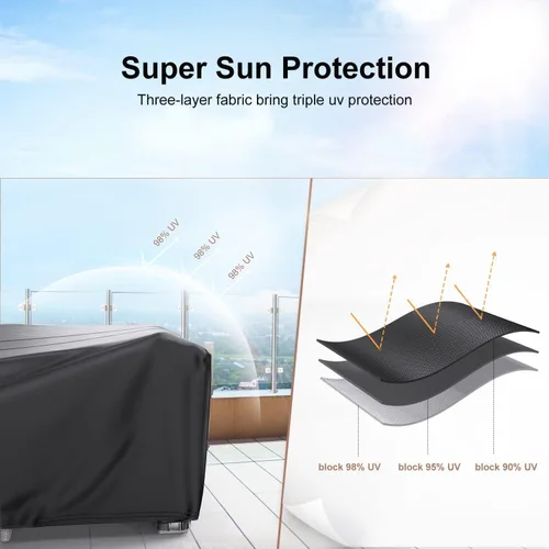 Vista 8 de Mrrihand Funda para Juego de Muebles de Patio Impermeable, Funda para Juego de Sofá Seccional de Exterior de Servicio Pesado 600D Funda para Juego