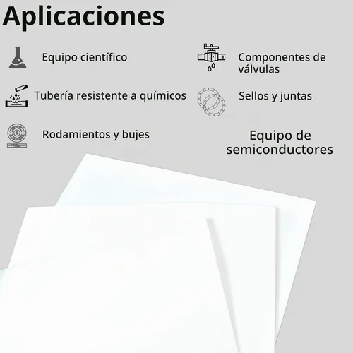 Vista 3 de BuyPlastic Hoja de plástico virgen PTFE de teflón blanco natural de 1/2 pulgada de grosor, tamaño 6 x 6 pulgadas. Dimensiones del tablero