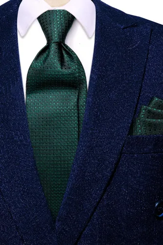 Vista 41 de Hi-Tie Corbata clásica de cachemira para hombre con pañuelo y gemelos a cuadros