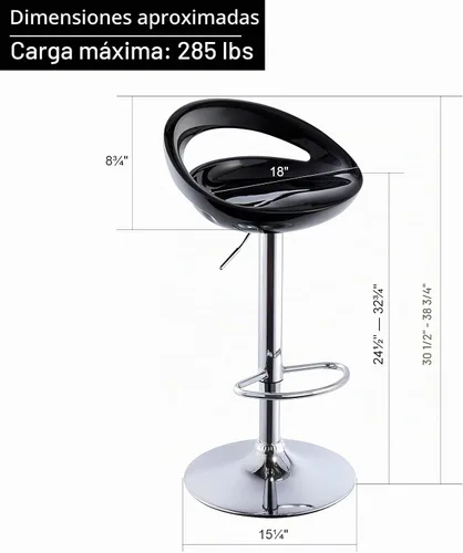 Vista 3 de DUHOME Juego de 2 taburetes de bar ABS ajustables giratorios, 2 piezas para isla de cocina, bar y pub (negro)
