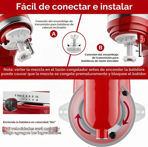 Vista 3 de Accesorio para hacer helados para batidora de pie KitchenAid Blanco