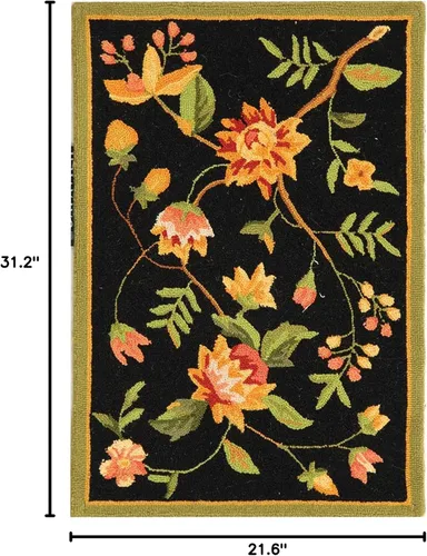 Vista 2 de SAFAVIEH Chelsea Collection - Alfombra decorativa de 1 pies 8 pulgadas x 2 pies 6 pulgadas, color negro, lana de campo francesa enganchada a mano