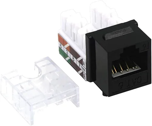 Vista 2 de VCE Paquete de 25 insertos de conector Keystone de 90 grados Cat6 RJ45 con soporte combinado Keystone Punch Down y mini cortador de cables