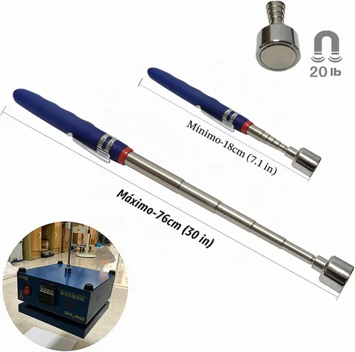 Vista 3 de Regalos para hombres, herramienta de recogida telescópica magnética de 20 libras para pequeñas herramientas de metal extensible de 7 a 31 pulgadas