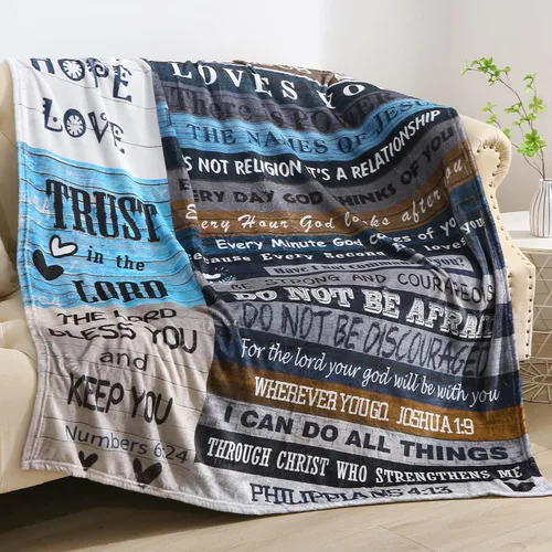 Vista 12 de Manta Cristiana, Regalos de Cumpleaños para Mujeres y Hombres, Manta Decorativa Inspiradora de Escritura con Versículo Bíblico Regalos Religiosos