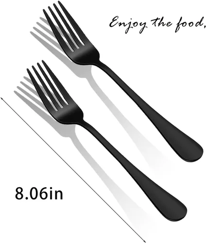 Vista 5 de Black Forks - Juego de cubiertos de 6 piezas, tenedores de acero inoxidable, juego de tenedores pulidos con espejo, juego de cubiertos esenciales