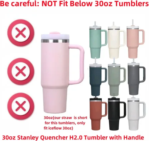 Vista 2 de Popote de repuesto para Stanley Iceflow de 30 onzas (solamente), popotes transparentes reutilizables compatibles con Stanley IceFlow Flip de 30