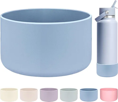 Vista 45 de HEYSKAY Bota protectora de silicona para botella de agua Hydro Flask, botella de agua de boca ancha, protector inferior de silicona antideslizante
