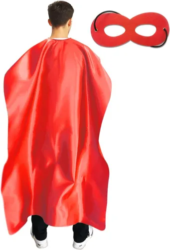 Vista 8 de Capa y máscara de superhéroe para adultos para hombre y mujer, capas de vampiro de Halloween, disfraz de superhéroe Negro