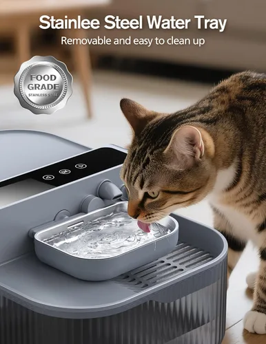 Vista 4 de Chumajor Fuente de agua inalámbrica para gatos sin filtros, batería de 180 días y control de flujo de precisión, dispensador de agua inteligente