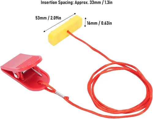 Vista 2 de 2 interruptores de parada de emergencia para caminadora, llave de seguridad para cinta de correr con diseño de doble inserto (2.087 x 0.630 in)